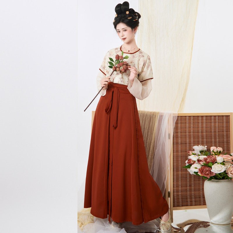 chinese tang dynasty women's plus size hanfu red ruqun dress - Jianxi Hanfu