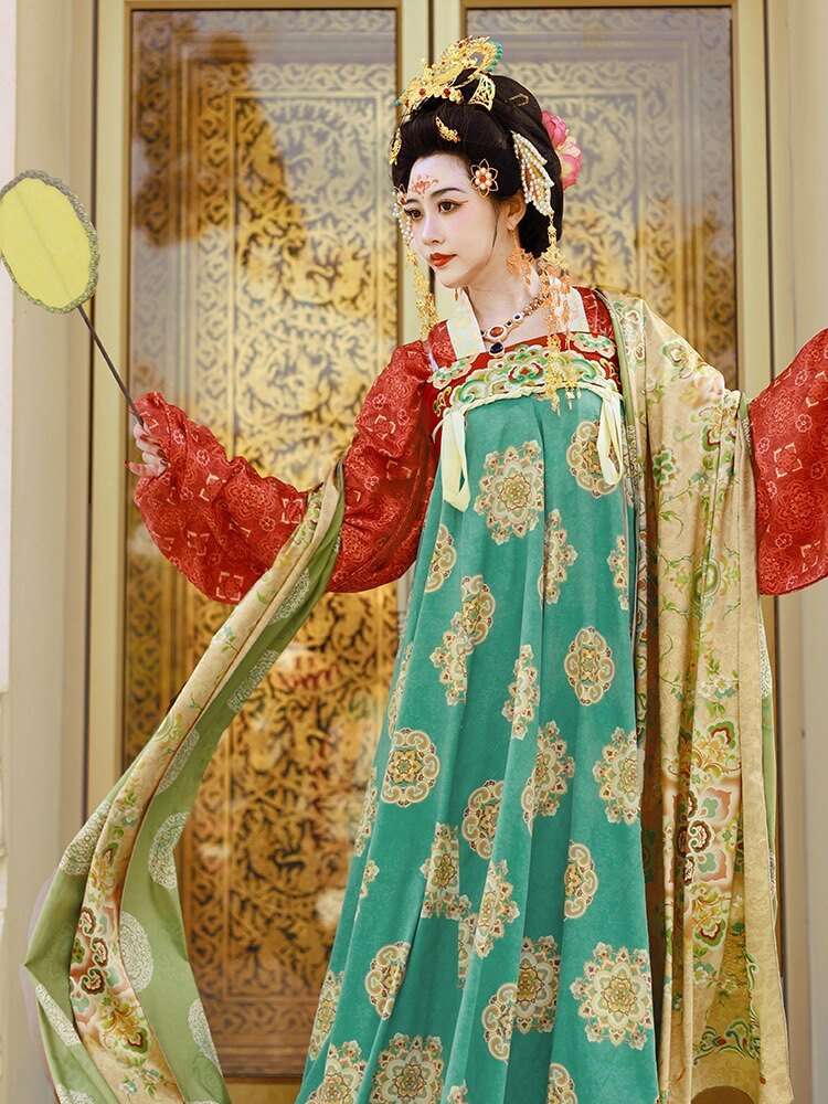 chinese tang dynasty women's plus size hanfu clothes red duijin shirt - Jianxi Hanfu
