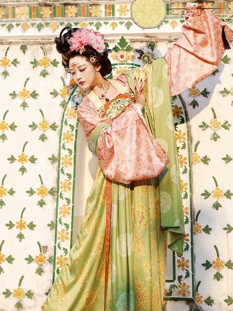 chinese tang dynasty women's plus size hanfu green qixiong ruqun dress - Jianxi Hanfu