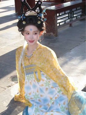 chinese tang dynasty women's plus size hanfu blue pibo ruqun dress - Jianxi Hanfu