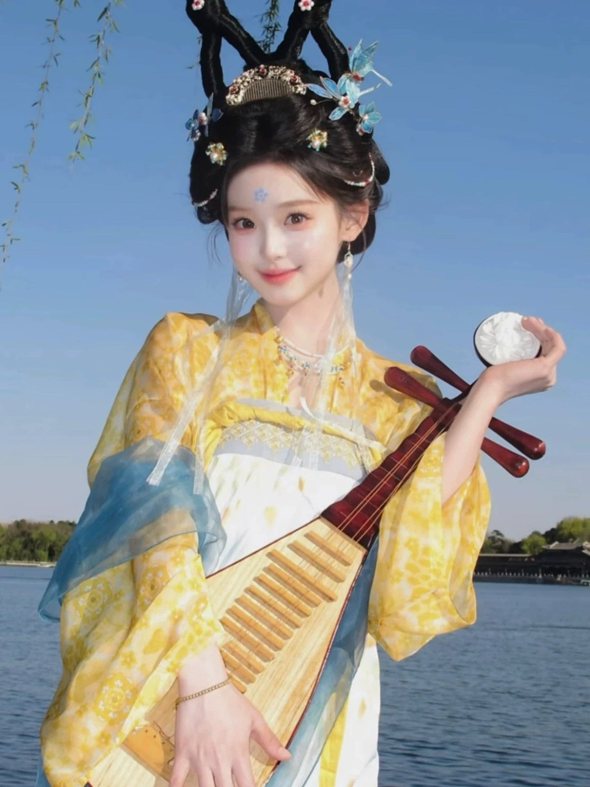 chinese tang dynasty women's plus size hanfu yellow ru shirt - Jianxi Hanfu
