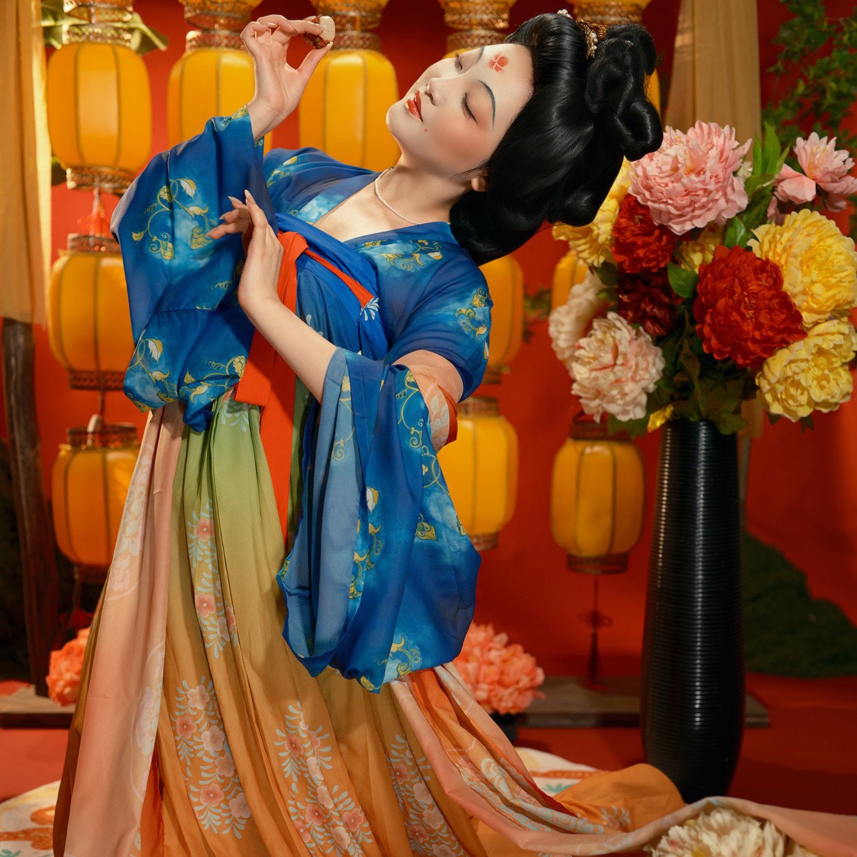 chinese tang dynasty women's plus size hanfu clothes green ruqun dress - Jianxi Hanfu