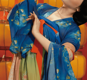 women's plus size hanfu blue duijin shirt - Jianxi Hanfu