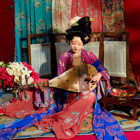tang dynasty women's plus size hanfu blue pibo - Jianxi Hanfu