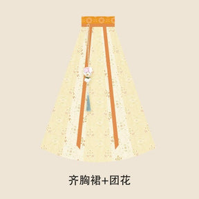 tang dynasty women's summer plus size hanfu clothes yellow qixiong ruqun dress - Jianxi Hanfu