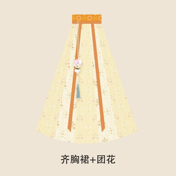 tang dynasty women's summer plus size hanfu clothes yellow qixiong ruqun dress - Jianxi Hanfu