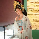 chinese tang dynasty women's plus size hanfu spring white robe shirt - Jianxi Hanfu
