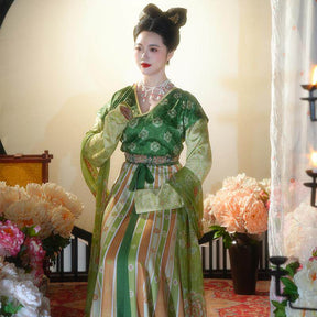 tang dynasty women's plus size hanfu green pibo scarf - Jianxi Hanfu