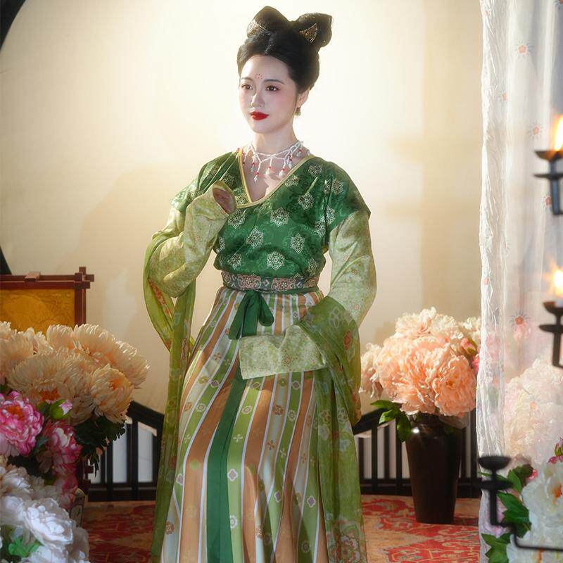 tang dynasty women's plus size hanfu green pibo scarf - Jianxi Hanfu