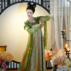 tang dynasty women's plus size hanfu green ruqun dress - Jianxi Hanfu