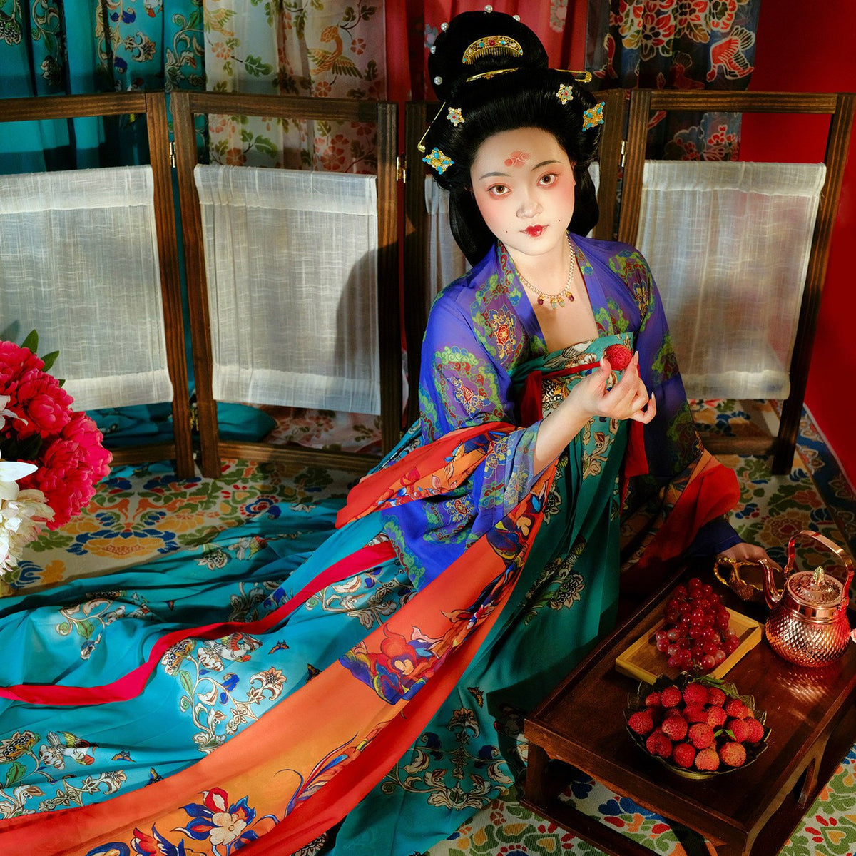 chinese clothes tang dynasty women's plus size hanfu green ruqun dress - Jianxi Hanfu