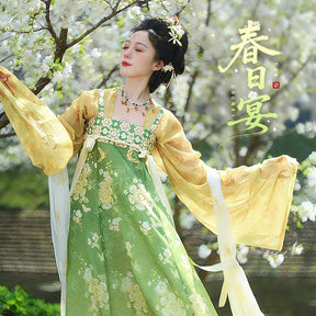 chinese tang dynasty women's summer plus size hanfu yellow shirt - Jianxi Hanfu