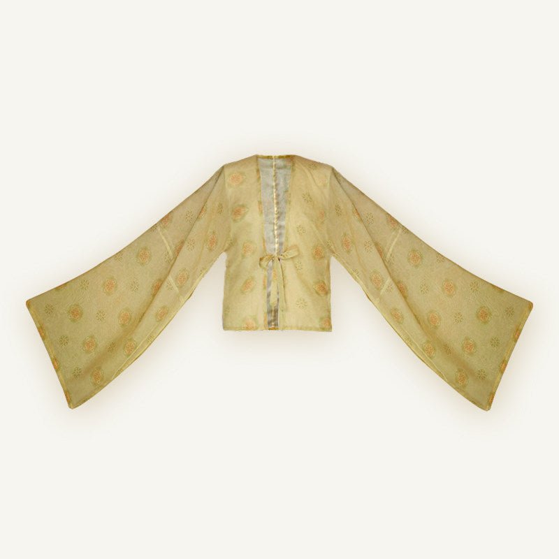 women's plus size hanfu clothes yellow duijin shirt - Jjianxi Hanfu