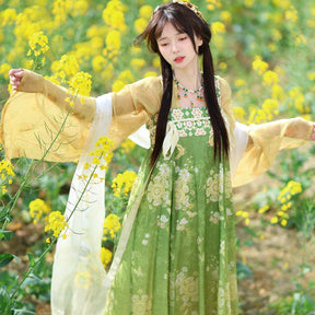 chinese tang dynasty women's summer plus size hanfu green ruqun dress - Jianxi Hanfu