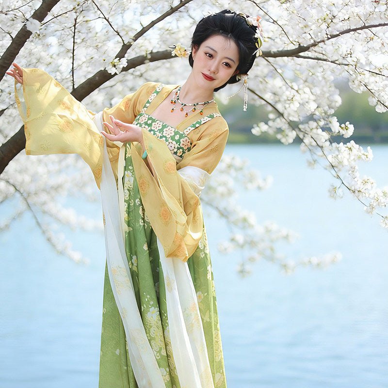 chinese tang dynasty women's plus size hanfu green ruqun dress - Jianxi Hanfu