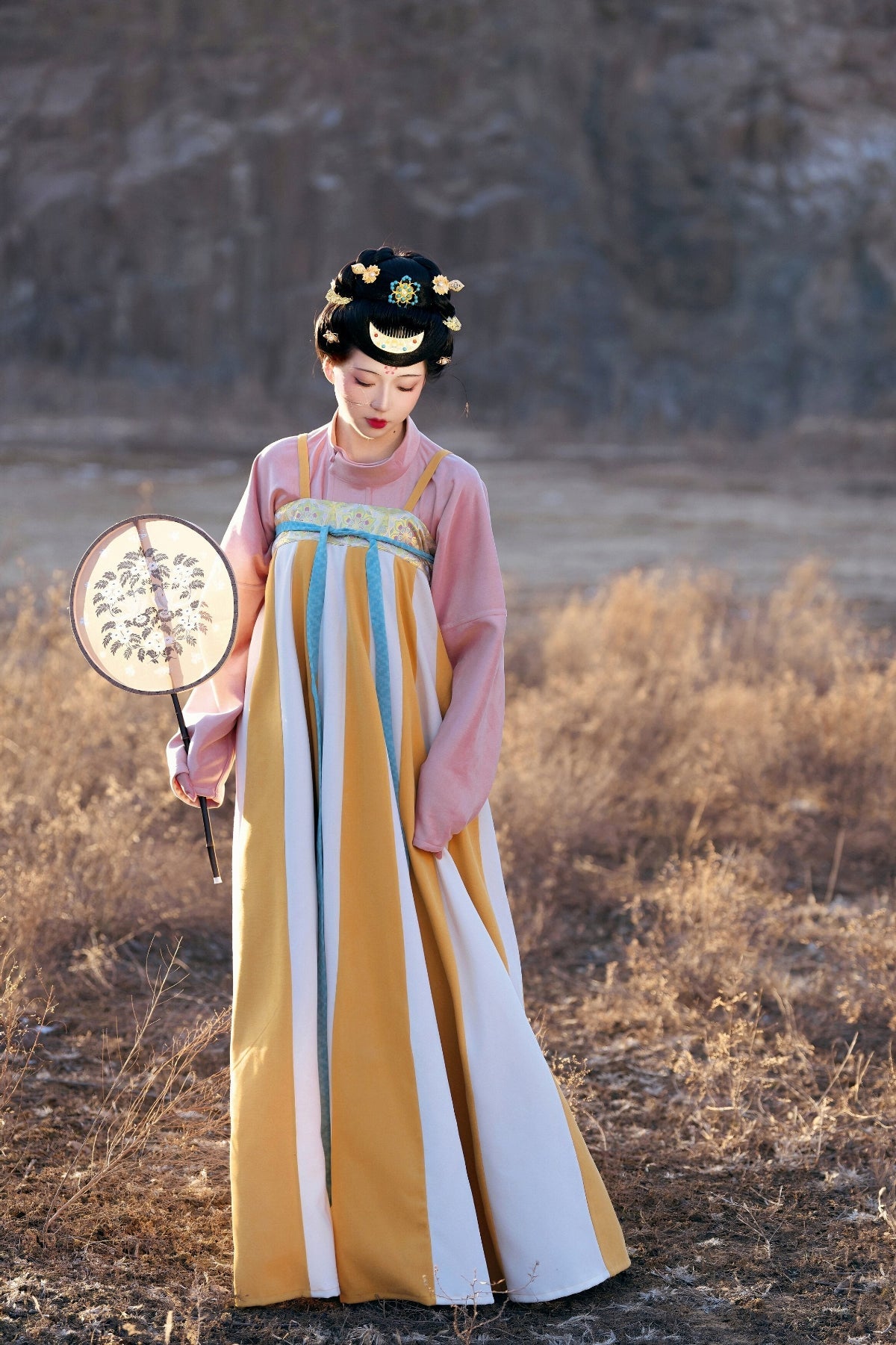 tang dynasty women's pink plus size spring clothes - Jianxi Hanfu