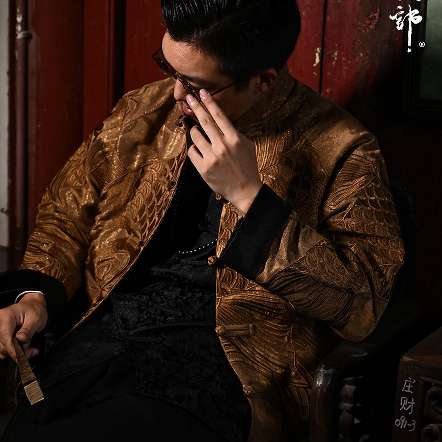 yellow tang suit jacket male hanfu - Jianxi Hanfu