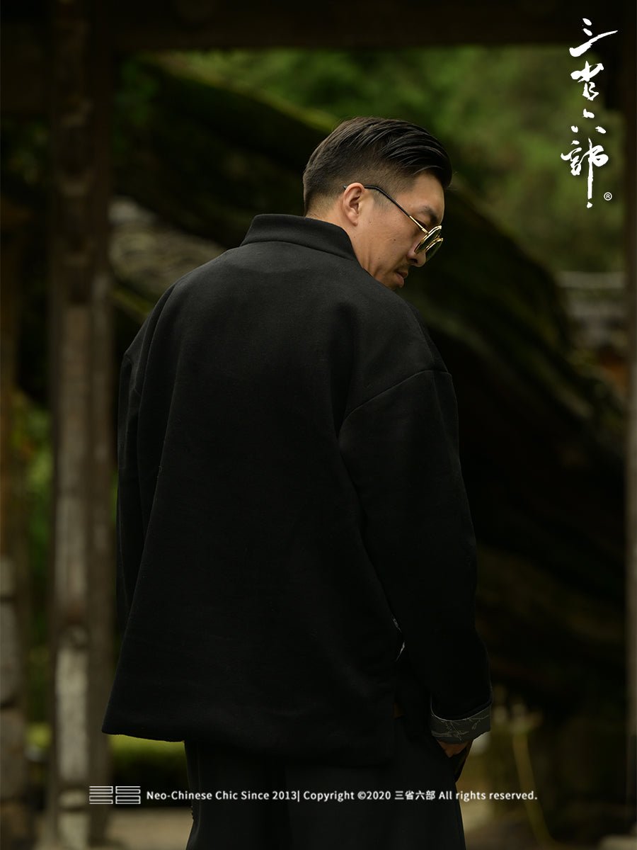 chinese style autumn black jacket women's hanfu tang suit - Jianxi Hanfu