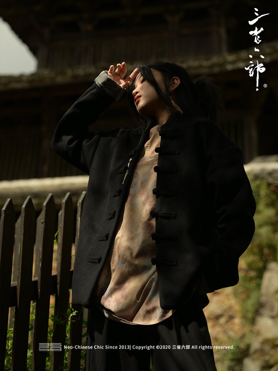 spring black jacket chinese style male hanfu tang suit - Jianxi Hanfu