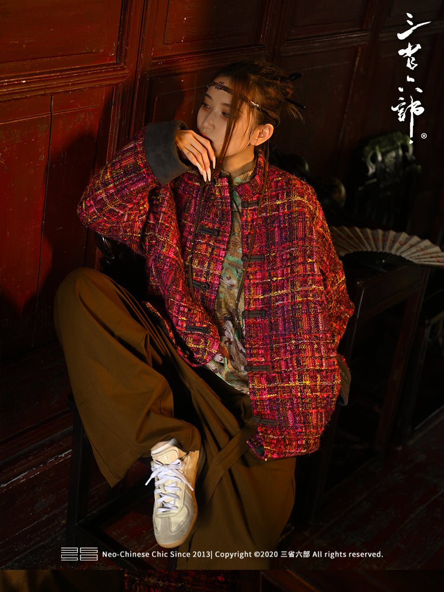 modern hanfu new chinese style spring jaclet red tang suit - Jianxi Hanfu