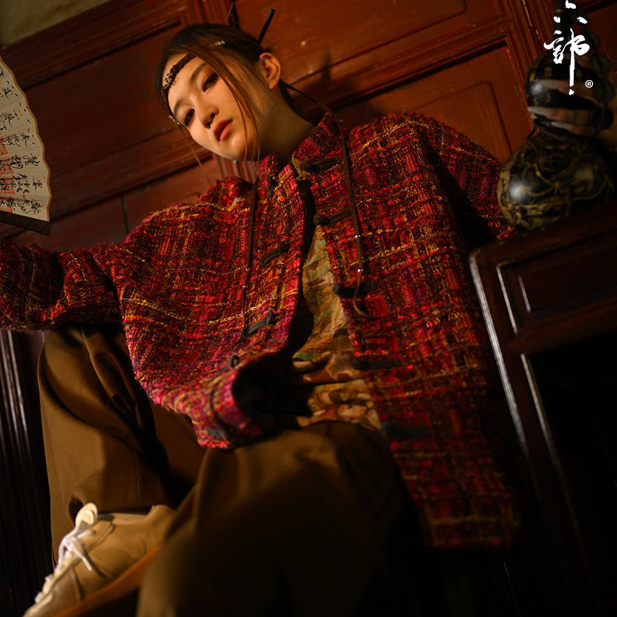 new chinese style spring jaclet red tang suit - Jianxi Hanfu