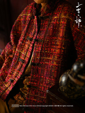 chinese style autumn jaclet red tang suit - Jianxi Hanfu