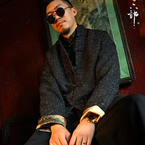 black jacket chinese style tang suit - Jianxi Hanfu