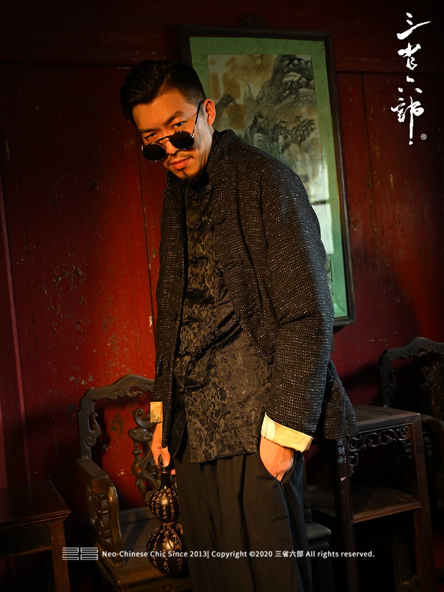 chinese style grey tang suit jaket male hanfu - Jianxi Hanfu