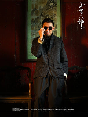 chinese style black tang suit jaket male hanfu - Jianxi Hanfu