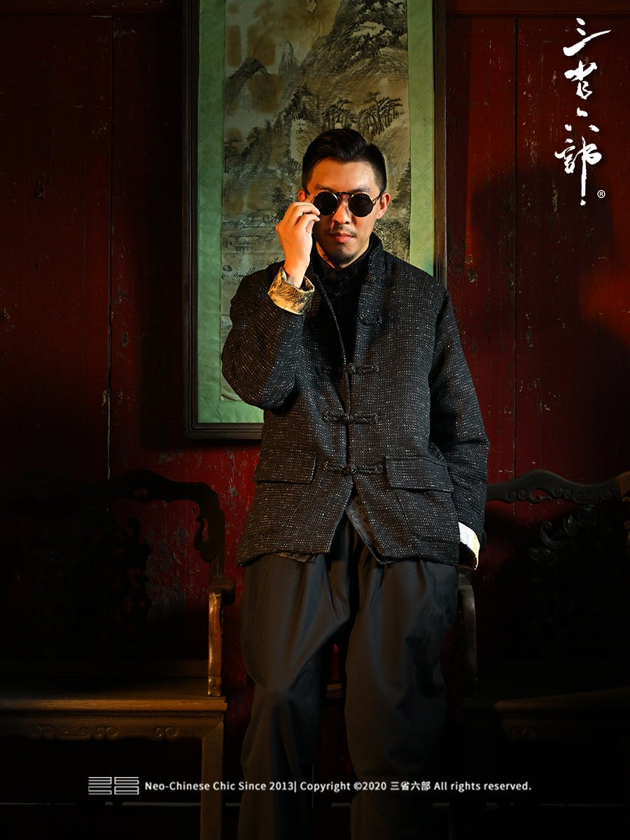 chinese style black tang suit jaket male hanfu - Jianxi Hanfu