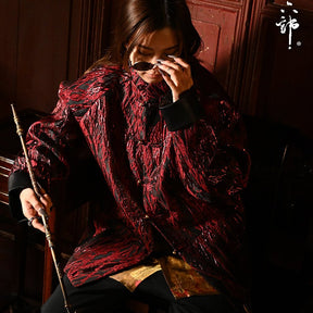 chinese red tang suit jacket men's hanfu clothes - Jianxi Hanfu