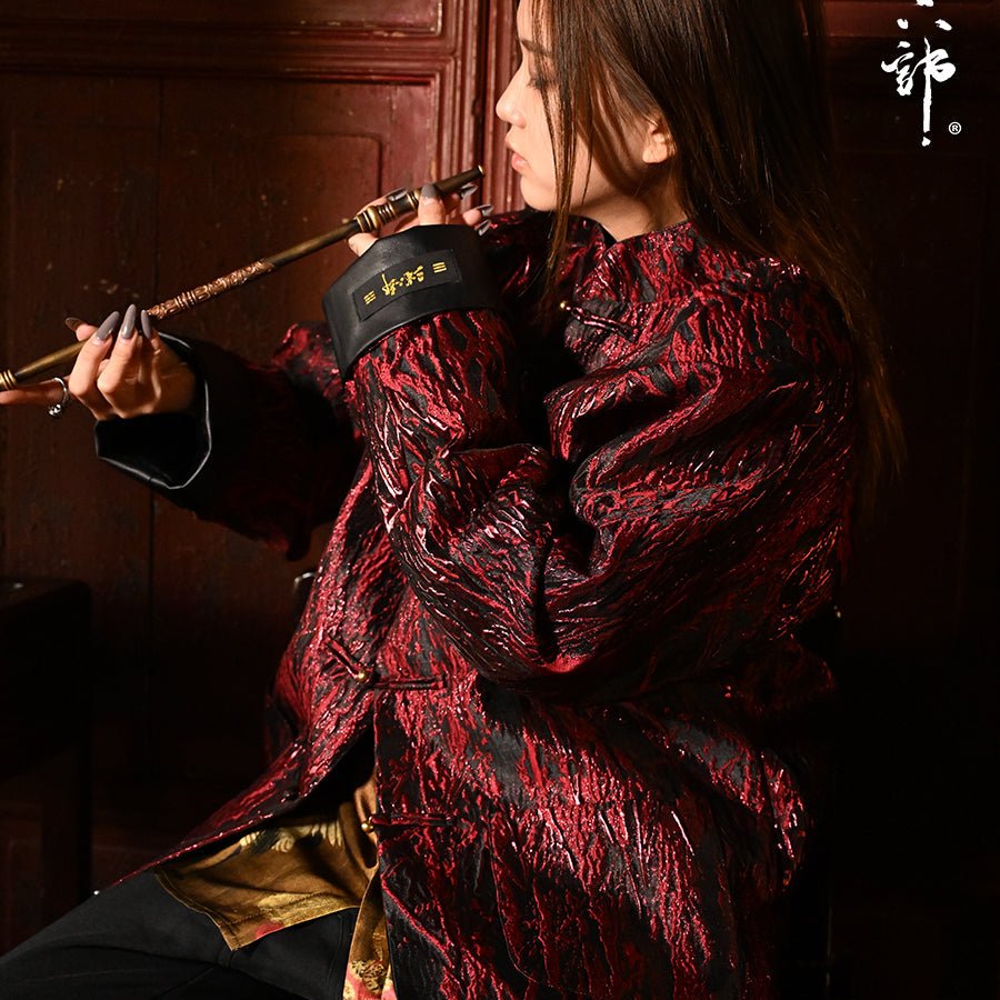 red tang suit jacket men's hanfu clothes - Jianxi Hanfu