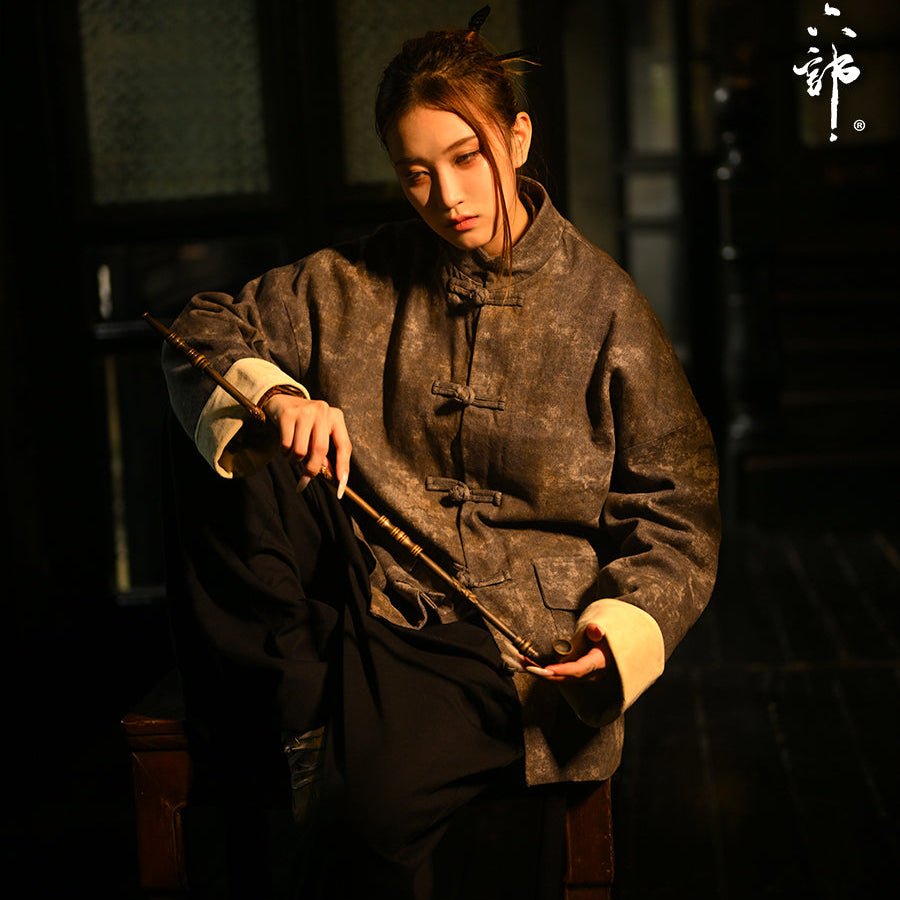 grey jacket new chinese style women's hanfu tang suit - Jianxi Hanfu