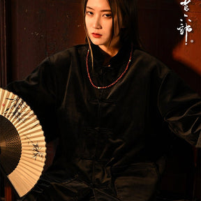 New Chinese style black tang suit men's hanfu - Jianxi Hanfu