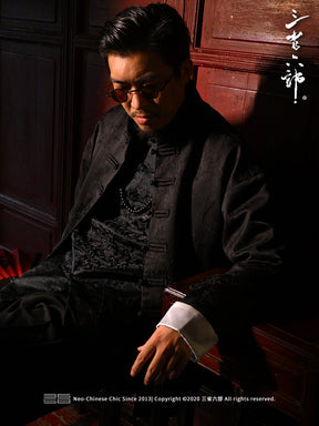 new chinese style men's jacket black tang suit - Jianxi Hanfu