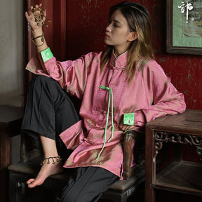 pink tang suit new chinese style modern hanfu women's tang suit - Jianxi Hanfu