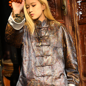 yellow tang suit unisex chinese style jacket - Jianxi Hanfu