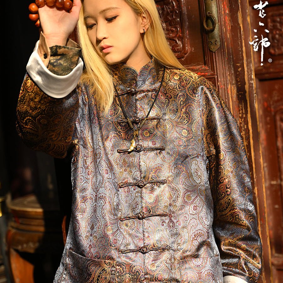 yellow tang suit unisex chinese style jacket - Jianxi Hanfu