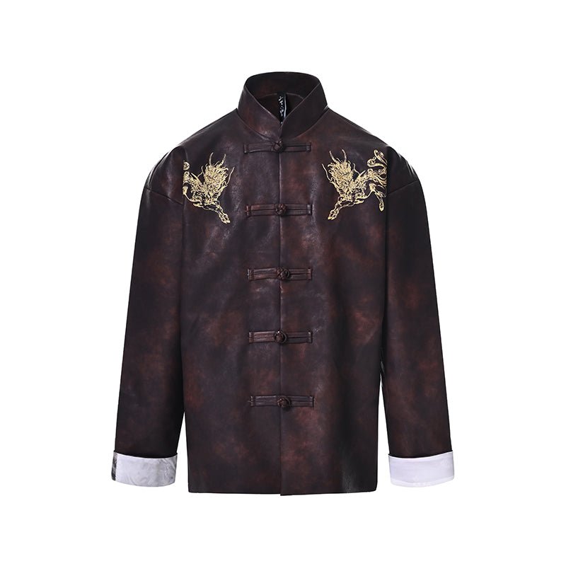 brown jacket new chinese style male hanfu - Jianxi Hanfu