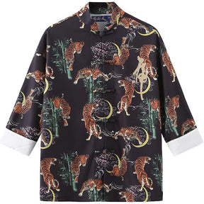 chinese tiger bamboo black tang suit - Jianxi Hanfu