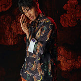 new chinese style male hanfu black tang suit tiger jacket - Jianxi Hanfu