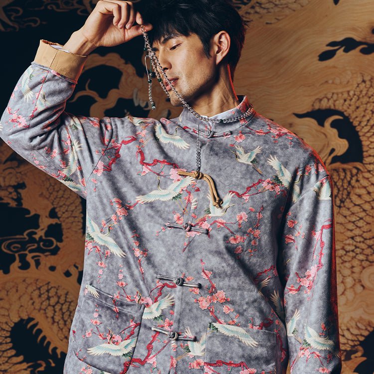 Grey tang suit new chinese style men's hanfu - Jianxi Hanfu