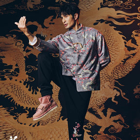 Grey tang suit chinese style men's hanfu - Jianxi Hanfu