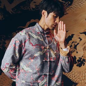 chinese style blue tang suit men's jacket - Jianxi Hanfu