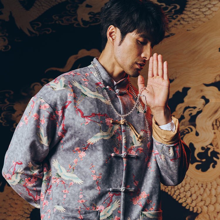 chinese style blue tang suit men's jacket - Jianxi Hanfu