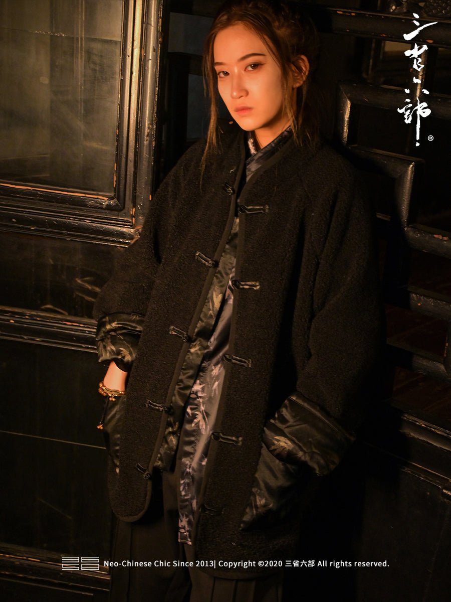 black tang suit new chinese style men's jacket - Jianxi Hanfu