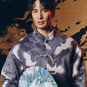 new chinese style blue tang suit male jacket - Jianxi Hanfu