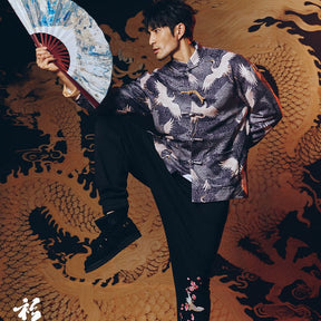 chinese style blue tang suit male hanfu - Jianxi Hanfu