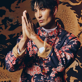 new chinese style men's clothes blue tang suit jacket - Jianxi Hanfu