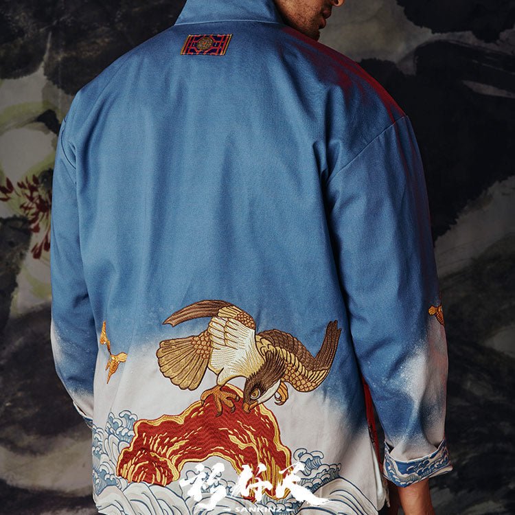 new chinese style kung fu master blue tang suit jacket - Jianxi Hanfu